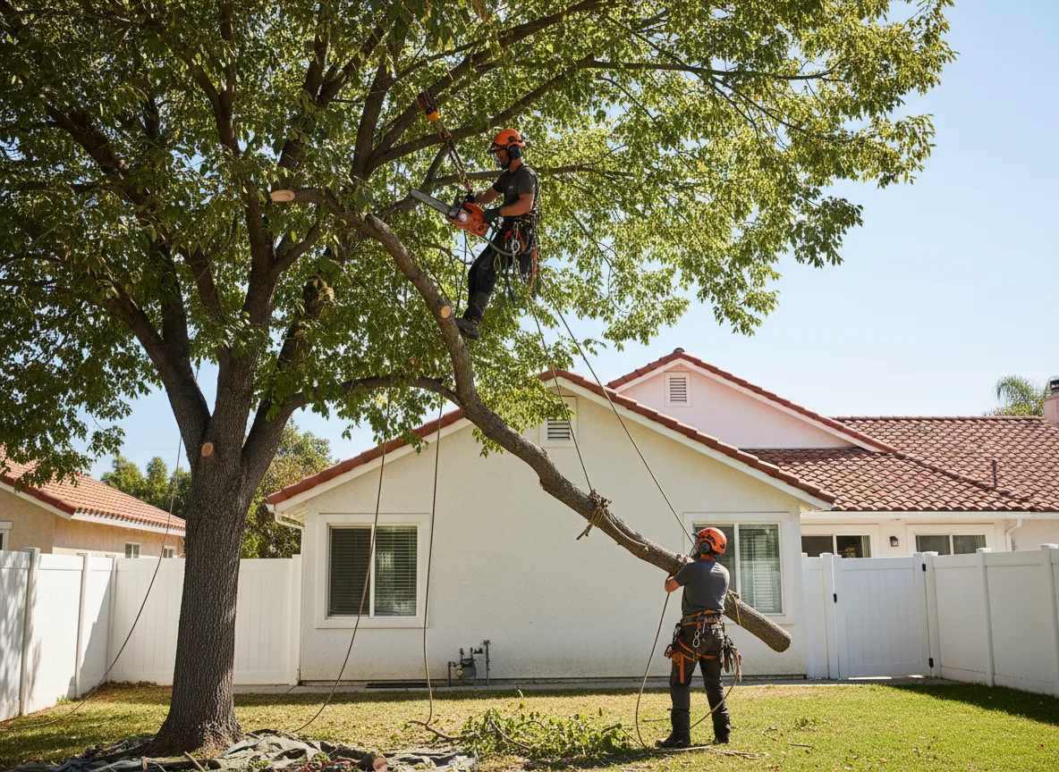 Safe residential tree removal in La Habra backyard